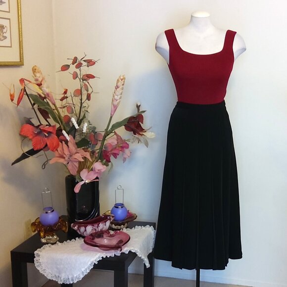 NWT Simon Chang Well Tailored High-quality Black Pleated Long Lined Skirt M - Picture 6 of 7